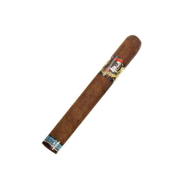 A single Deadwood Fat Bottom Betty Toro by Deadwood Tobacco Cigars, featuring a graphic band, is displayed against a white background.