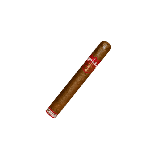 A Drew Estate Isla Del Sol Toro cigar, coffee infused and featuring a red and gold band, is shown isolated on a white background.