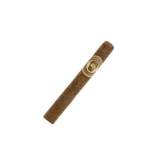 A single Warfighter 762 Field Sumatra Robusto cigar by Warfighter Tobacco, with a beige and gold band and logo, featuring an Ecuadorian Sumatra wrapper, is shown on a white background.