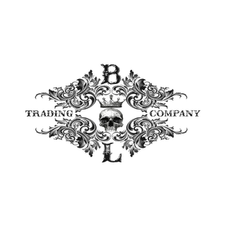 Ornate black and white logo with a crowned skull in the center, surrounded by decorative flourishes. The letters “B” and “L” are above and below the skull. Text reads “Trading Company.”.
