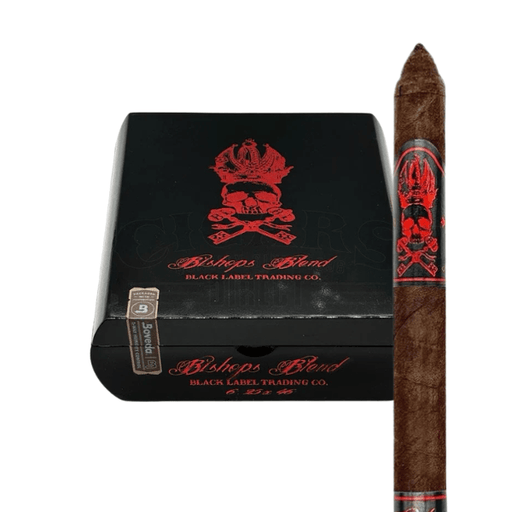 Black Label Trading Bishops Blend Corona Larga cigar with box