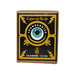 A box of Crowned Heads Thunderkiss Robusto boutique cigars, featuring a central illustrated eye, bold yellow lightning bolts, and refined gold text—each cigar meticulously crafted with an Ecuadorian Habano Maduro wrapper.