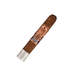 A single EP Carrillo Encore Majestic cigar, featuring a brown wrapper, a decorative band, and a silver closed foot, isolated on a white background.