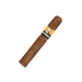 A Foundation Olmec Claro Robusto cigar featuring a Mexican San Andrés wrapper and a yellow and black band with an illustration of a figure in a headdress.