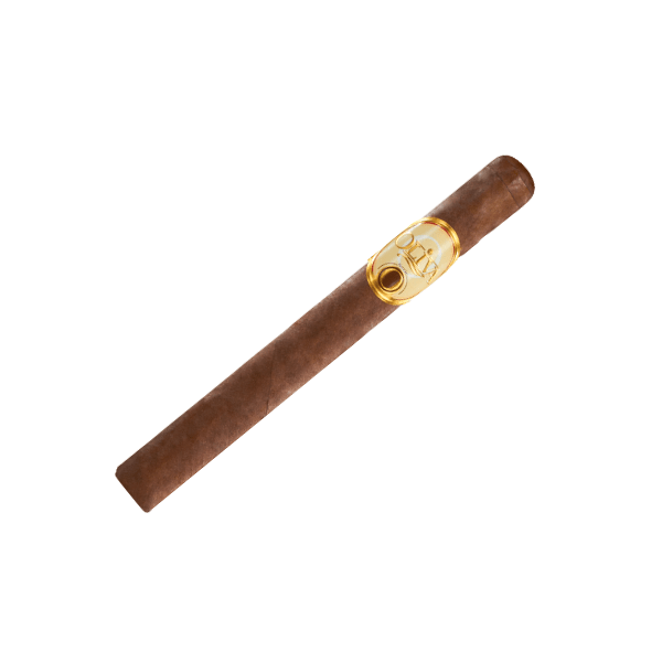 A single Oliva Serie O Toro from Oliva Cigars, a Nicaraguan puro with a gold and white band, rests on a plain white background—showcasing premium cigar craftsmanship.