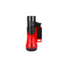 The Palio Siena Single Torch Lighter by Palio Cigar Cutters & Lighters stands upright in red and black on a white background, making it perfect for lighting cigars.