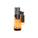 The Palio Siena Single Torch Lighter by Palio Cigar Cutters & Lighters features an orange and black design with a metal top and ignition button, shown standing upright on a white background.