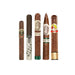 Five After Action Cigars stand upright in the Sumatra Standouts Sampler, each featuring unique bands and labels, delivering complex flavors characteristic of premium Sumatra cigars.