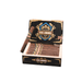 An open box of Warfighter San Andres Toro cigars with one cigar leaning against the box displays the striking black and gold packaging. Handcrafted in Nicaragua, Warfighter San Andres Toro features a luxurious Mexican San Andrés wrapper, delivering an exceptional premium smoking experience.